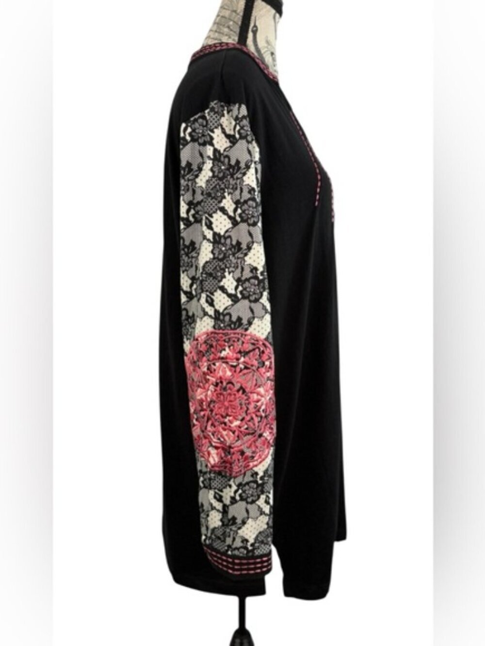 Ulla Popken Embroidered Cotton Tunic Dress | Size 12/14 | Boho Peasant Pockets - Picture 5 of 10